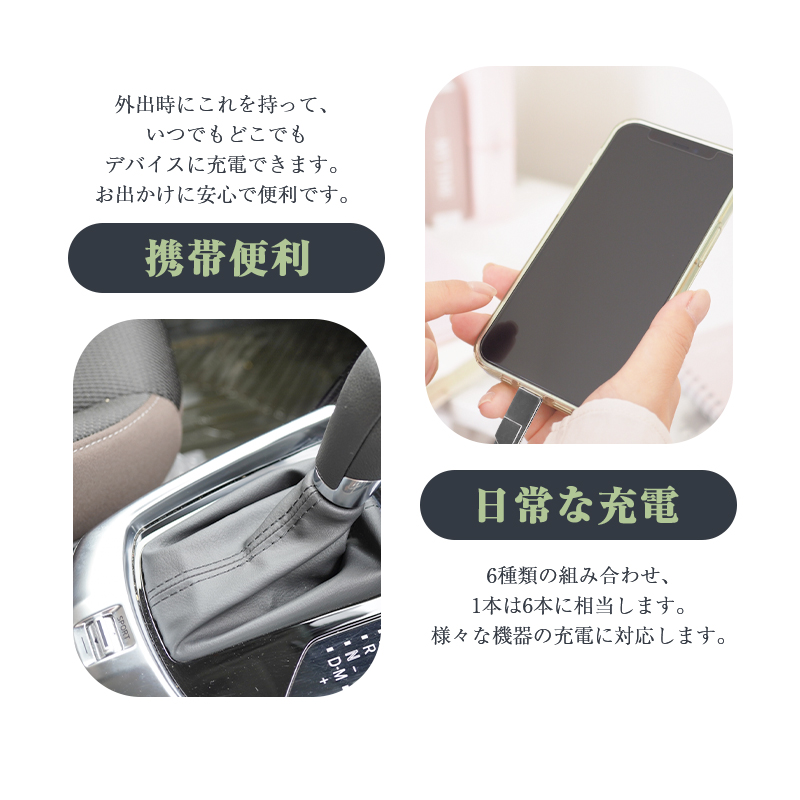 iPhone 17/16ケーブル 6in1 USBケーブル iPhone15 16Plus 16Pro