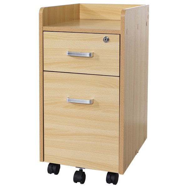 デスクワゴン サイドチェスト キャスター付き 木製 おしゃれ 鍵付き