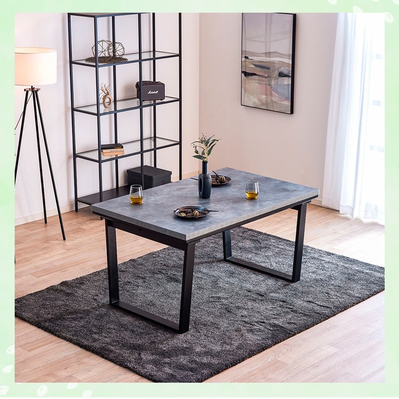 こたつテーブル ハイタイプ テーブル 単品 135cm 4人用 モルタル調