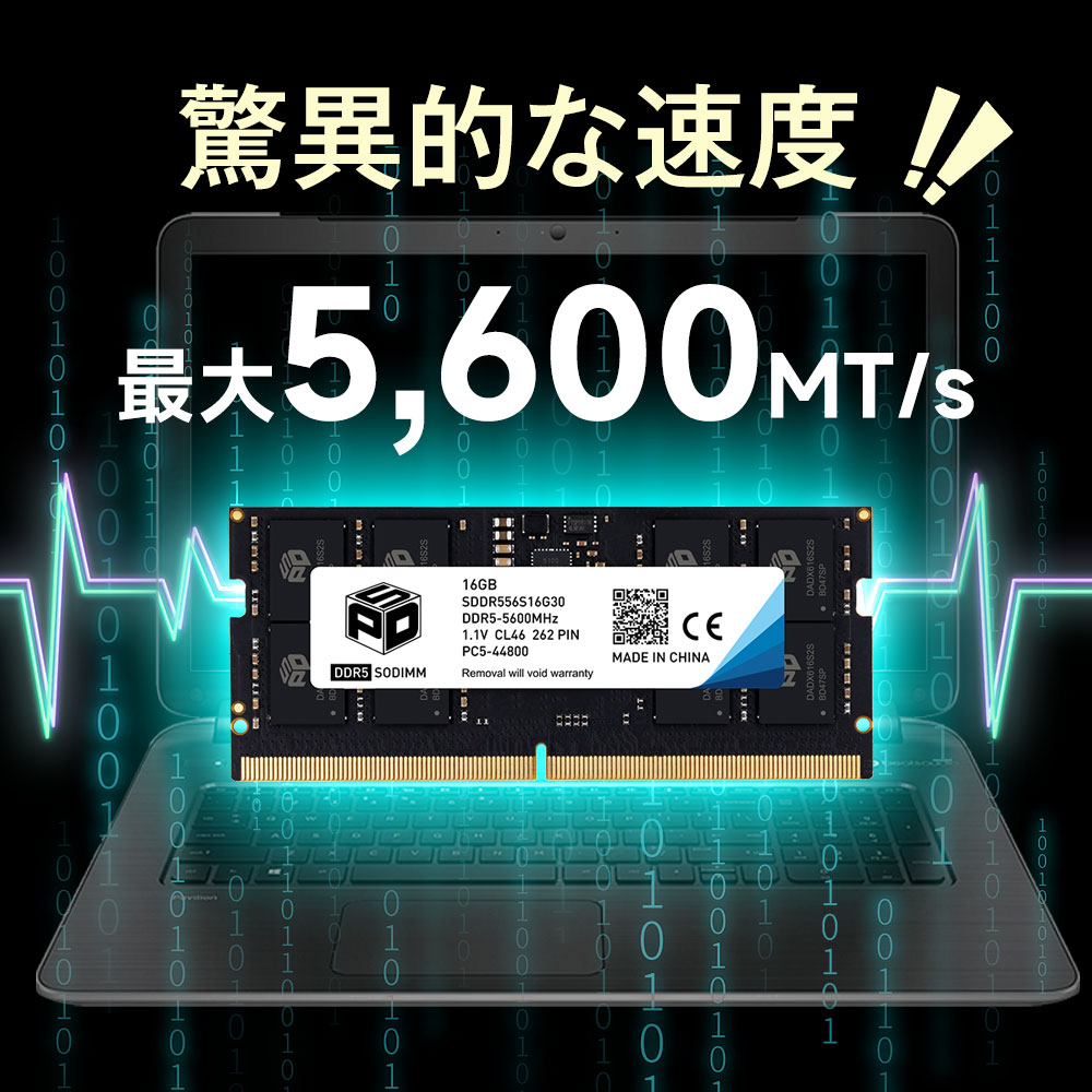 SPD お買い得2枚組 ノートPC用メモリ SPD PC5-44800(DDR5-5600) 32GB