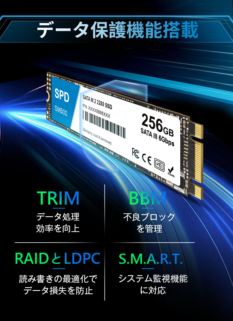 SPD ポイント2倍 SPD SSD 256GB M.2 2280 SATA III 6.0Gb/s R: 550MB/s