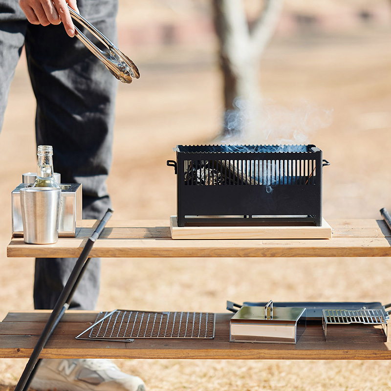 炭焼き器 ステンレス グリル HotCamp ＋Base フルセット 耐熱黒塗装