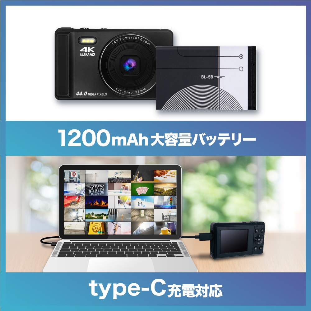 BLUEWIDE コンパクトデジタルカメラ 有効画素800万 4K動画