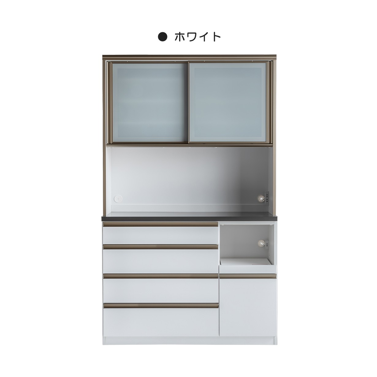 キッチンボード 食器棚 日本製 幅120 大容量 モダン アルミフレーム