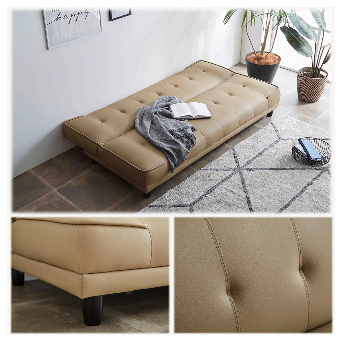 ソファベッド 3人掛け トリプル シングル 両用 ワンルーム 兼用 壁寄せ