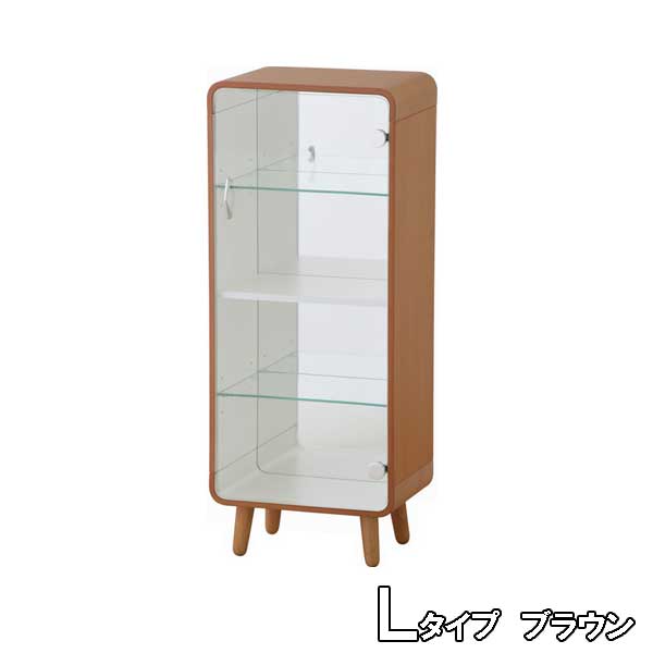 キャビネット 木製 奥行き25cm ガラス扉 北欧 Lタイプ コレクション