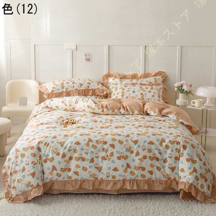 韓国風 寝具 布団カバーセット シングル セミダブル レディース 姫系