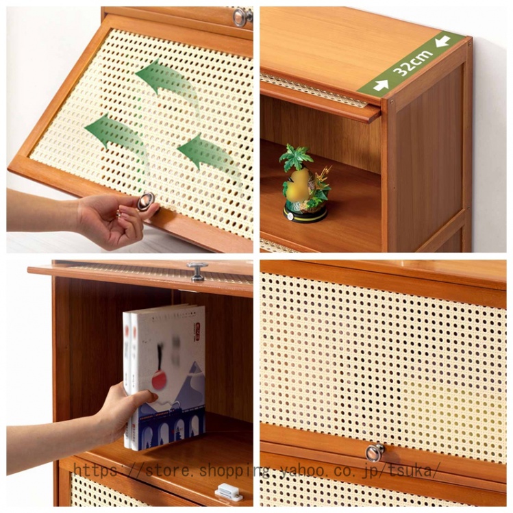 収納キャビネット 扉付き ミニ 卓上 竹製 デスクオーガナイザー 小物