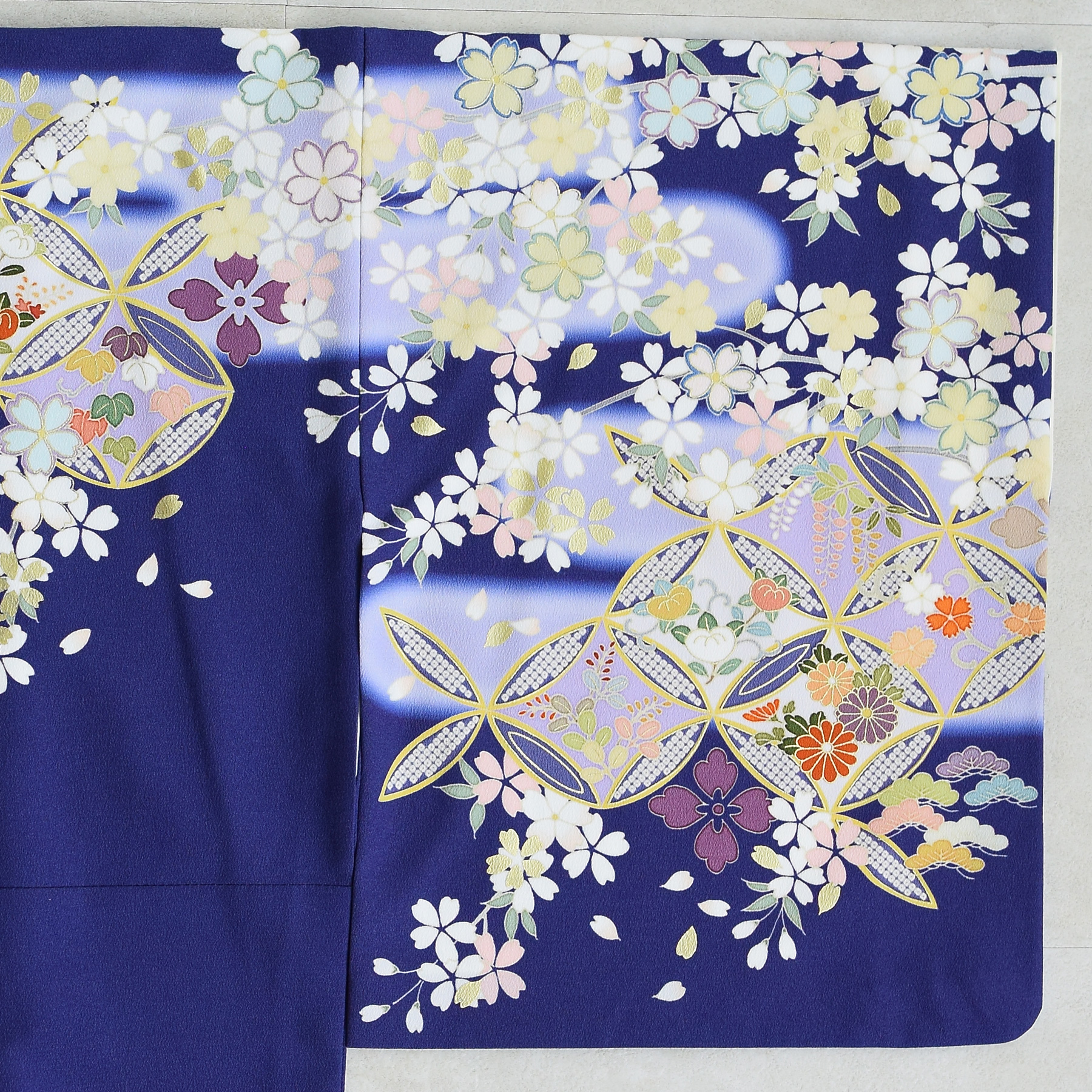 訪問着 レンタル おしゃれ 20点セット JAPAN STYLE 着物 花柄 青系