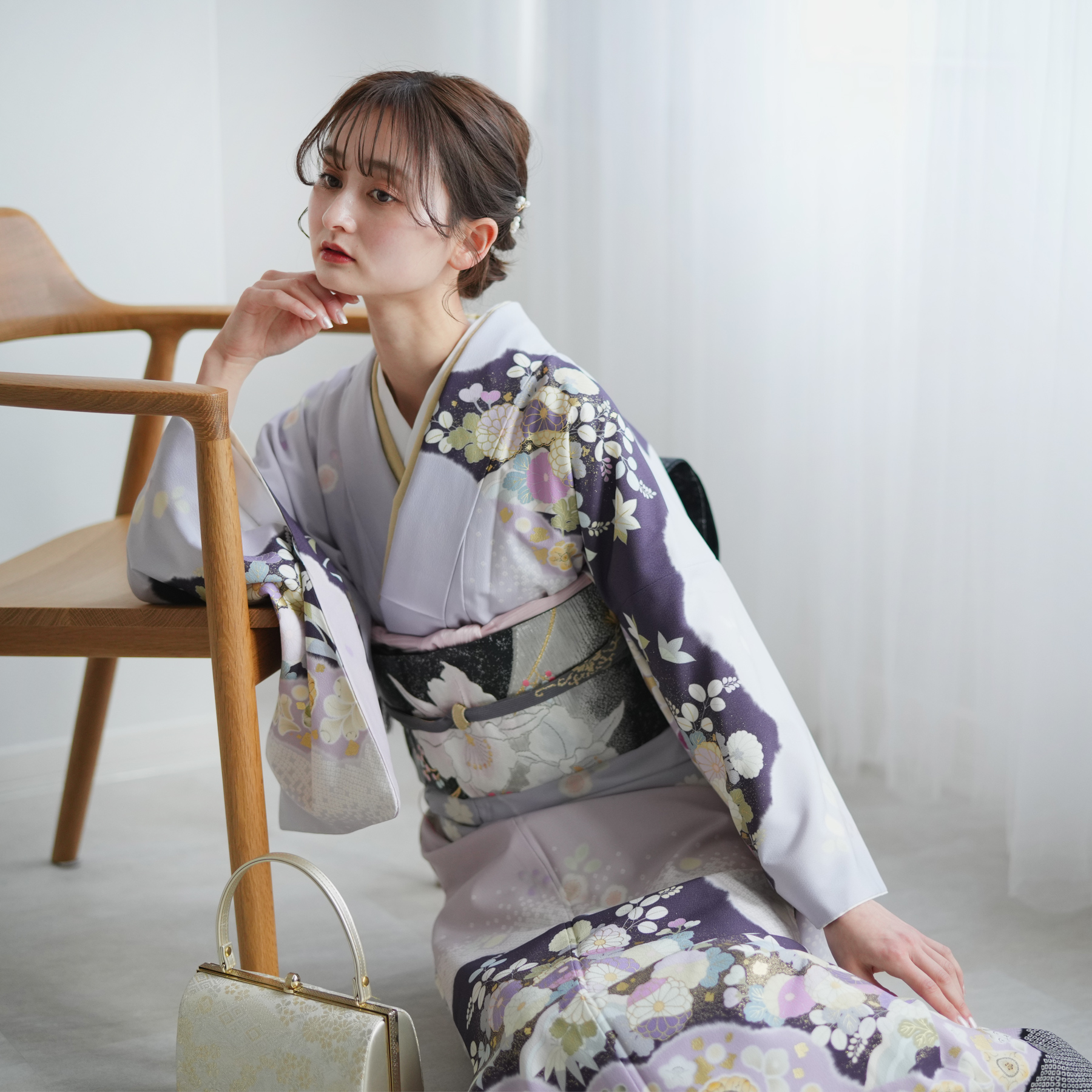 訪問着 レンタル おしゃれ 20点セット JAPAN STYLE 着物 花 卒業式 卒