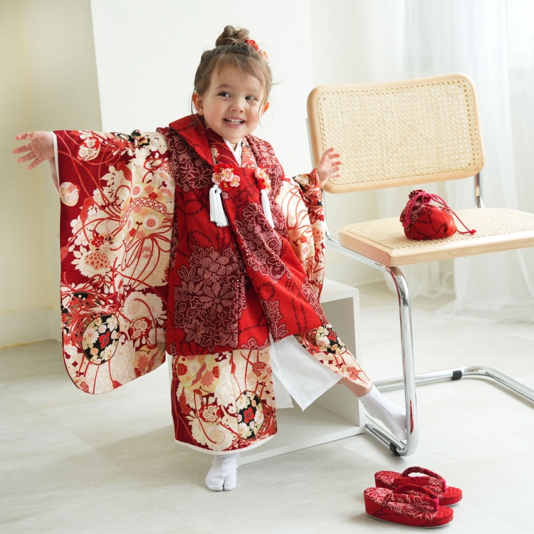 レンタル 七五三 3歳 女の子 七五三セット 被布 華徒然 古典柄 レトロ