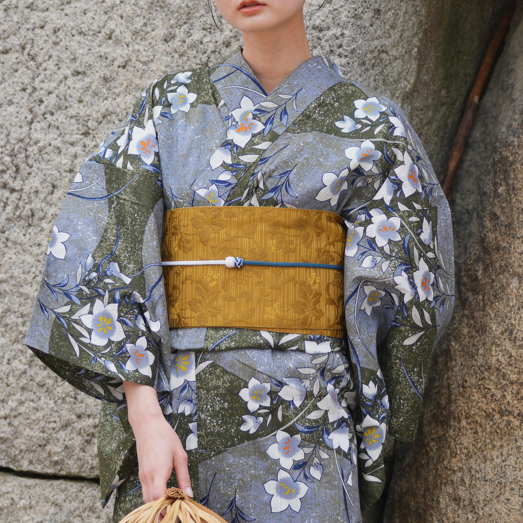 utatane 浴衣 レディース セット 高級変わり織 浴衣3点セット 深緑と薄