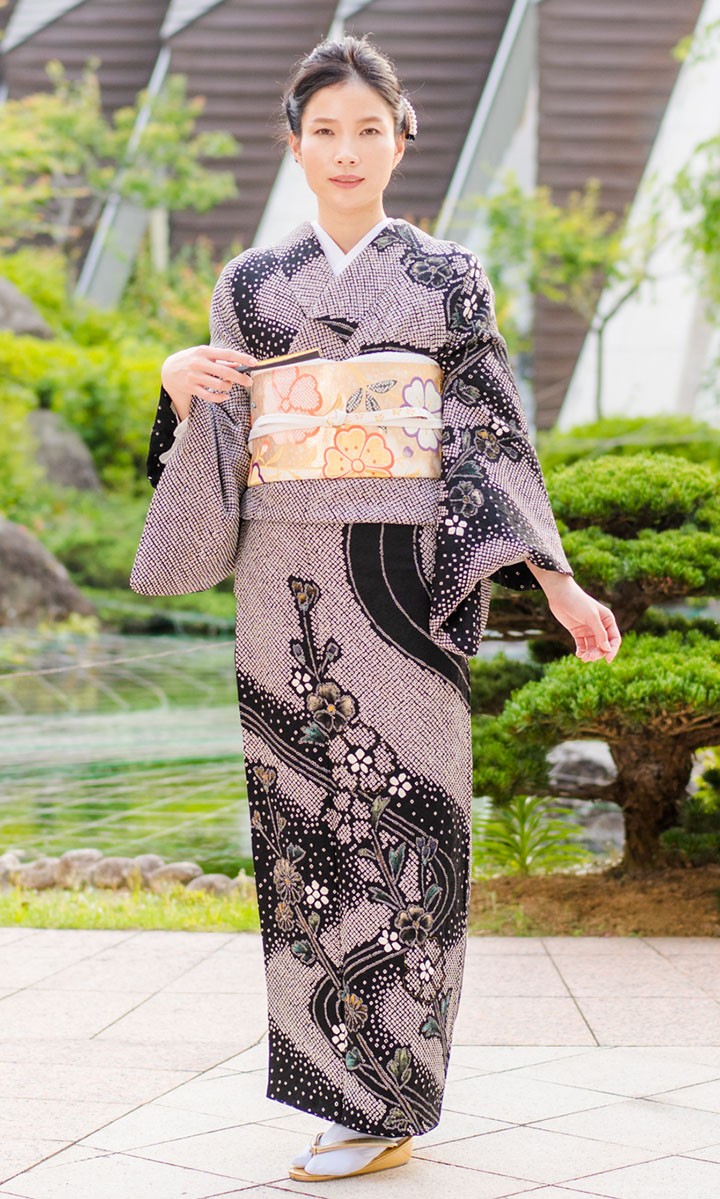 レンタル フルセット 高級正絹 訪問着 HO-MI106 総絞り 菊 桜 結婚式