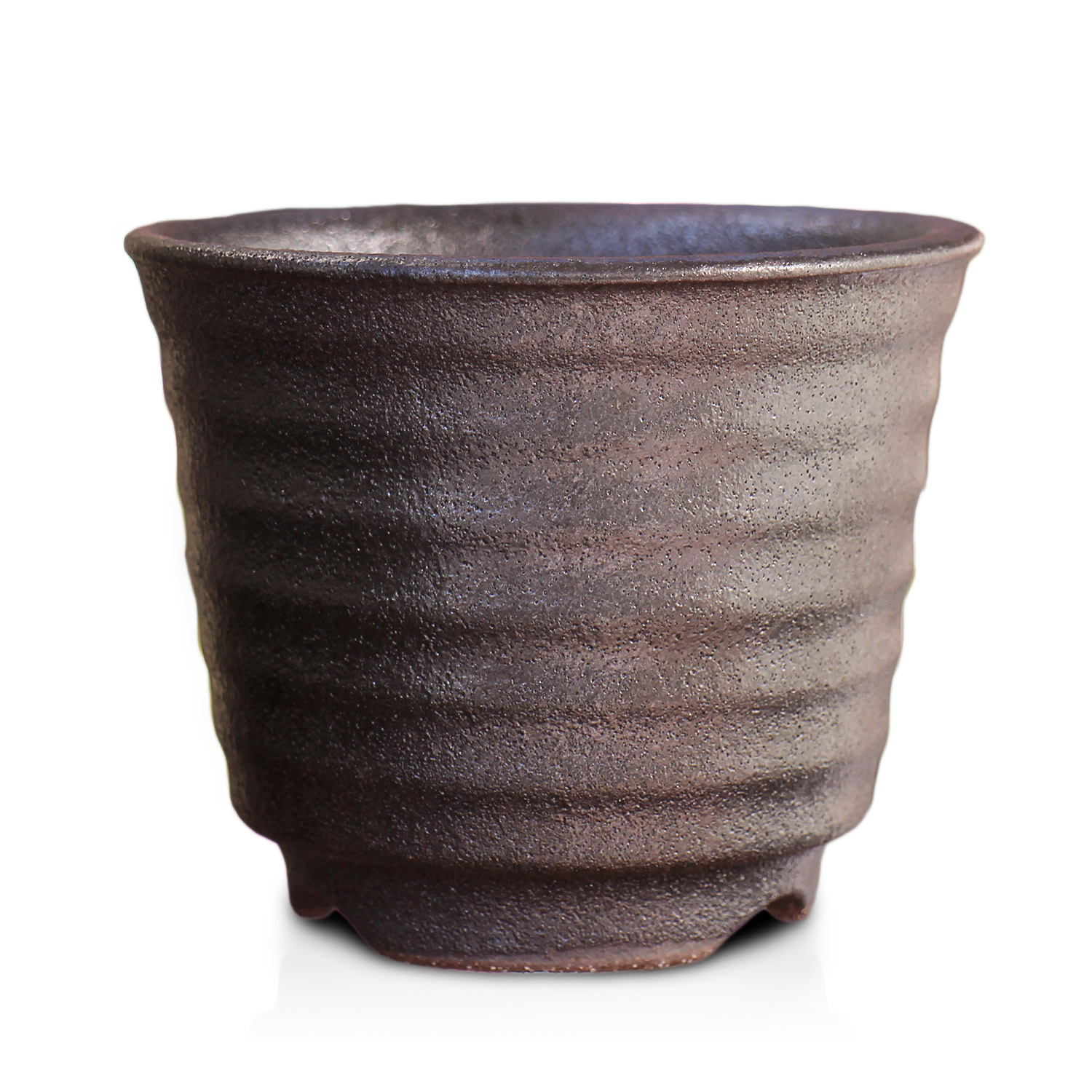 盆栽鉢 六平 3号 四日市萬古焼 金彩 黒 赤吹 金吹 黒吹 5色 丸 円形