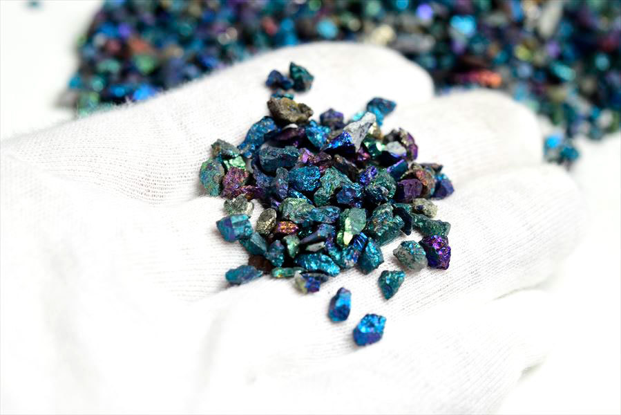 微細タイプ）キャルコパイライト (約200gセット) 黄銅鉱 ラフ原石