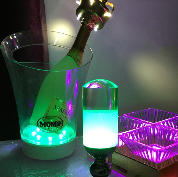 光る ワインクーラー 小型 丸型 充電式 アクリル シャンパンクーラー