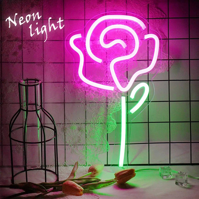 DENKO HOME（電光ホーム） LED ネオンサイン バラ USB ネオンライト