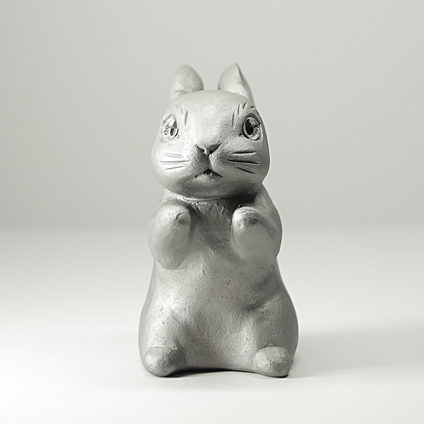 菊間瓦 うさぎの置物 卯 兎 ウサギ いぶし銀 鬼師 伝統工芸品 菊銀製瓦