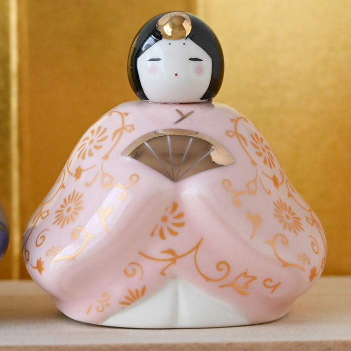 薬師窯 彩絵花錦雛（桃色）2646 雛人形 コンパクト モダン ひな人形
