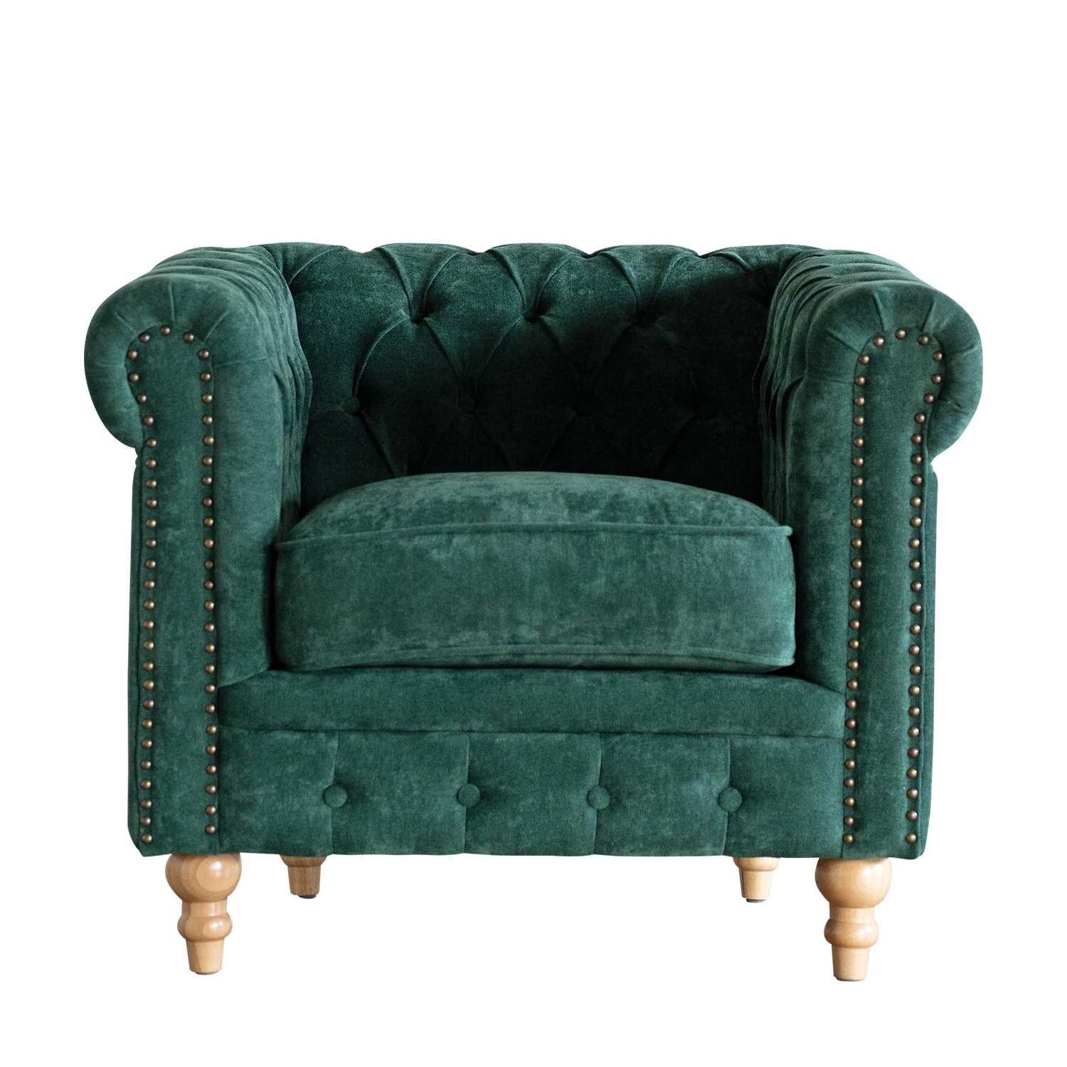 ☆VINCENT☆チェスターフィールド 1Pソファ ベルベット アンティーク調