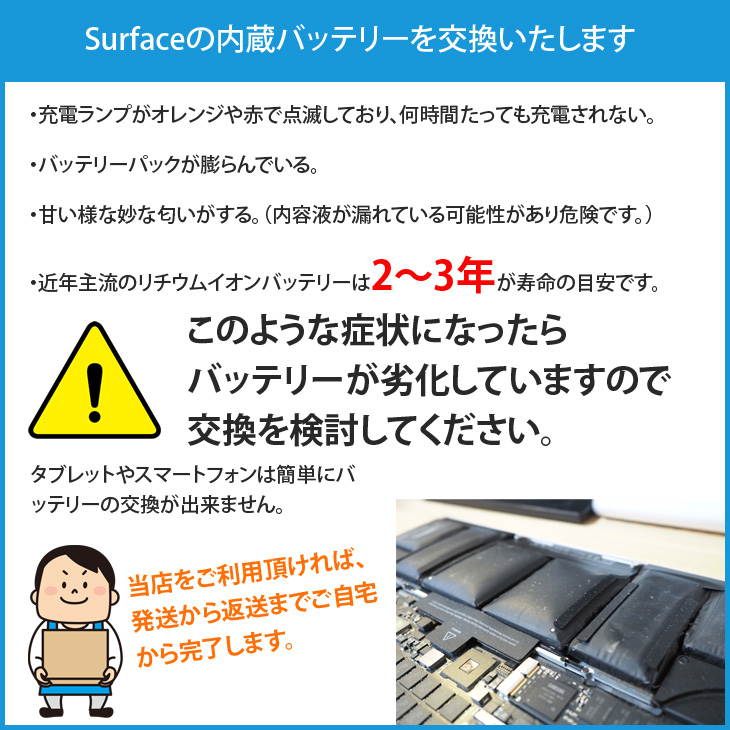 バッテリー交換が無料梱包キットでらくらく解決！】Microsoft Surface