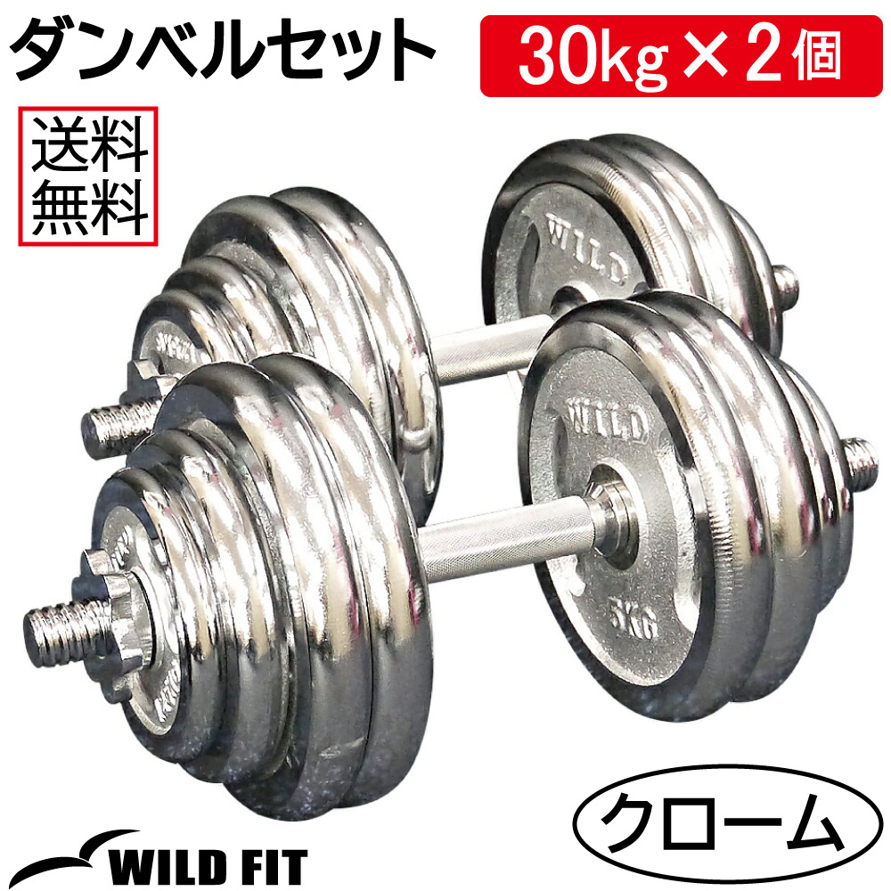 WILD FIT（ワイルドフィット） ダンベルセット 60kg 赤ラバー / 筋トレ