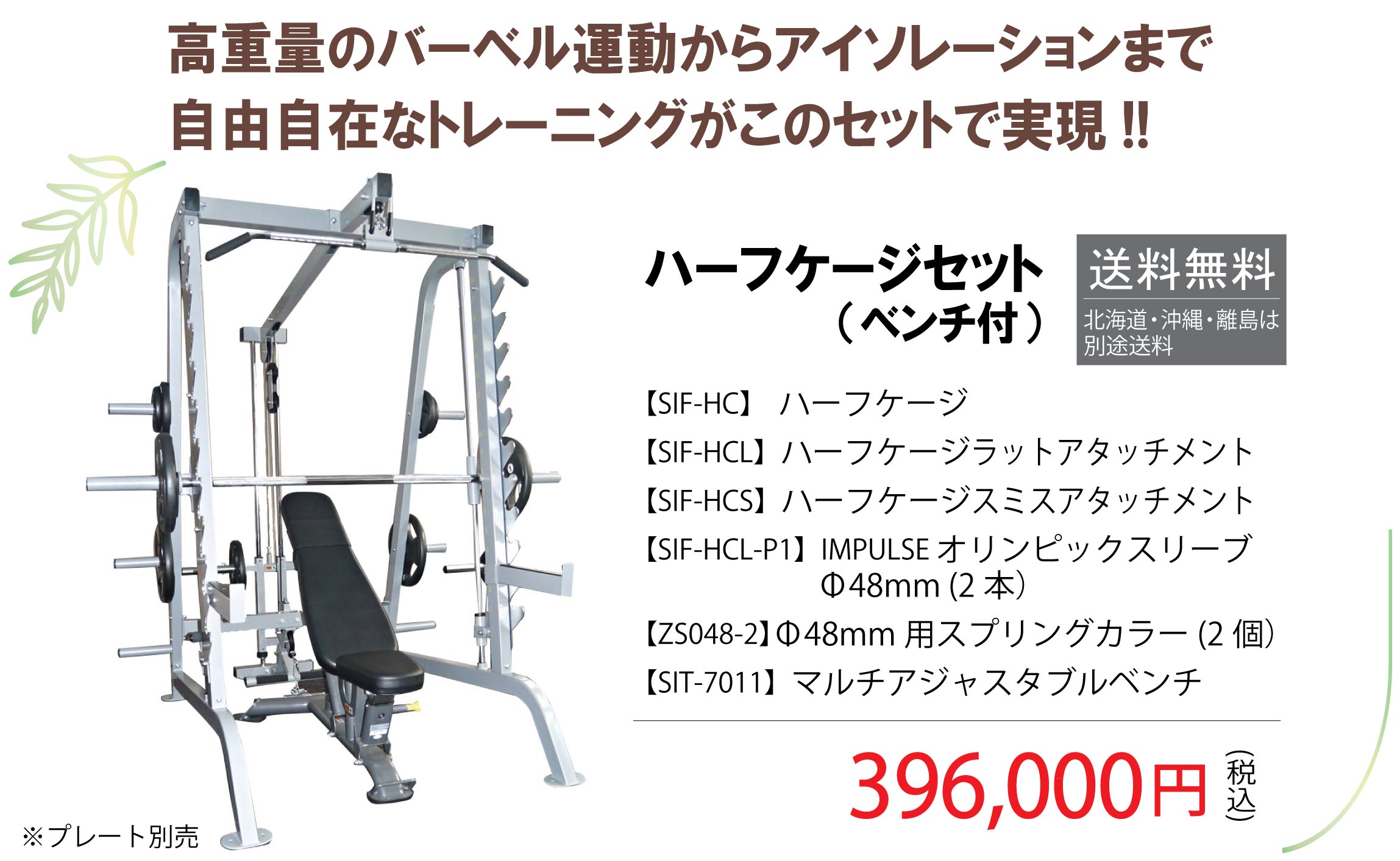 WILD FIT（ワイルドフィット） ハーフケージセット (ベンチ付) [Φ50