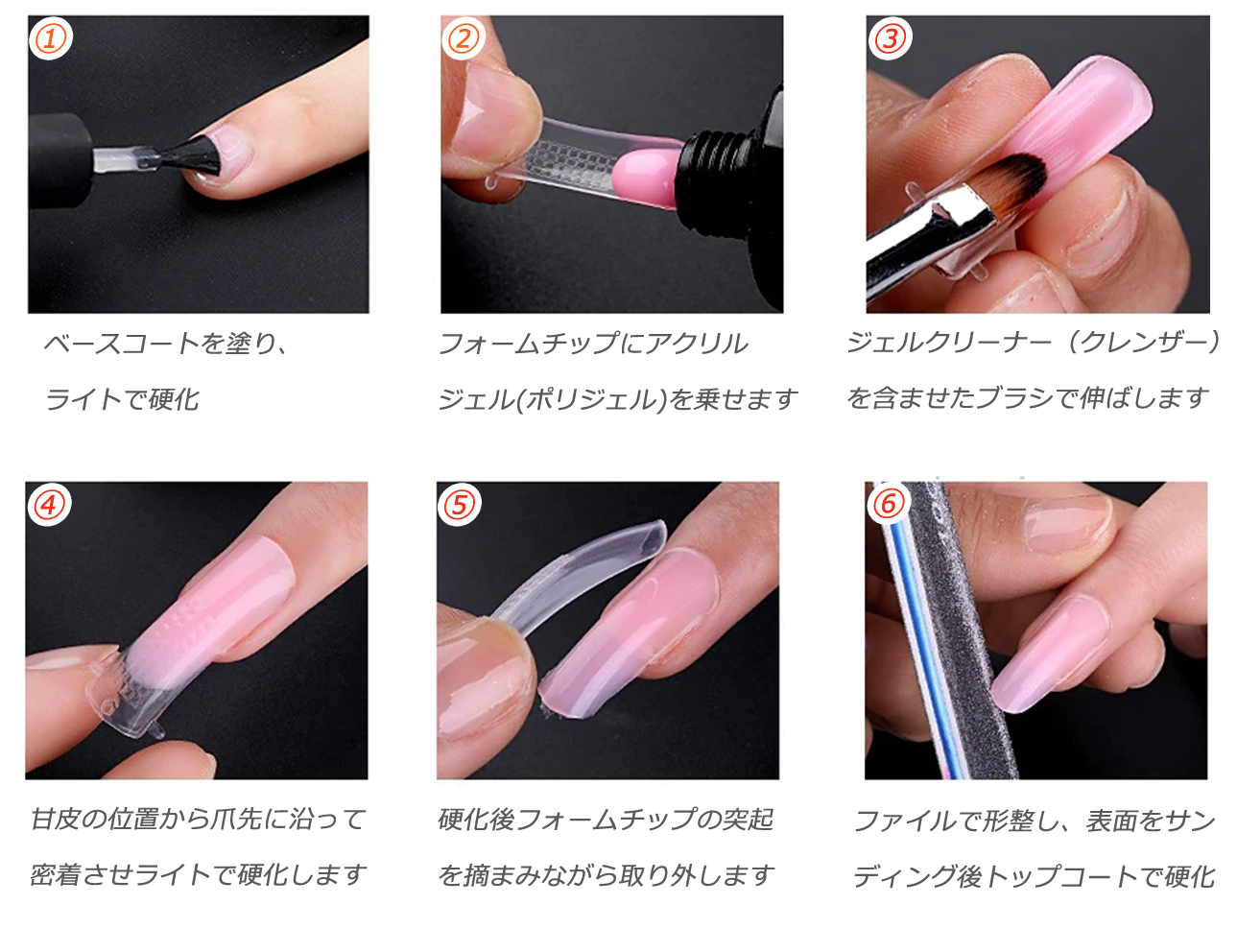 ネイル チップ フォーム 120枚セット 長さ出し アクリル ポリジェル