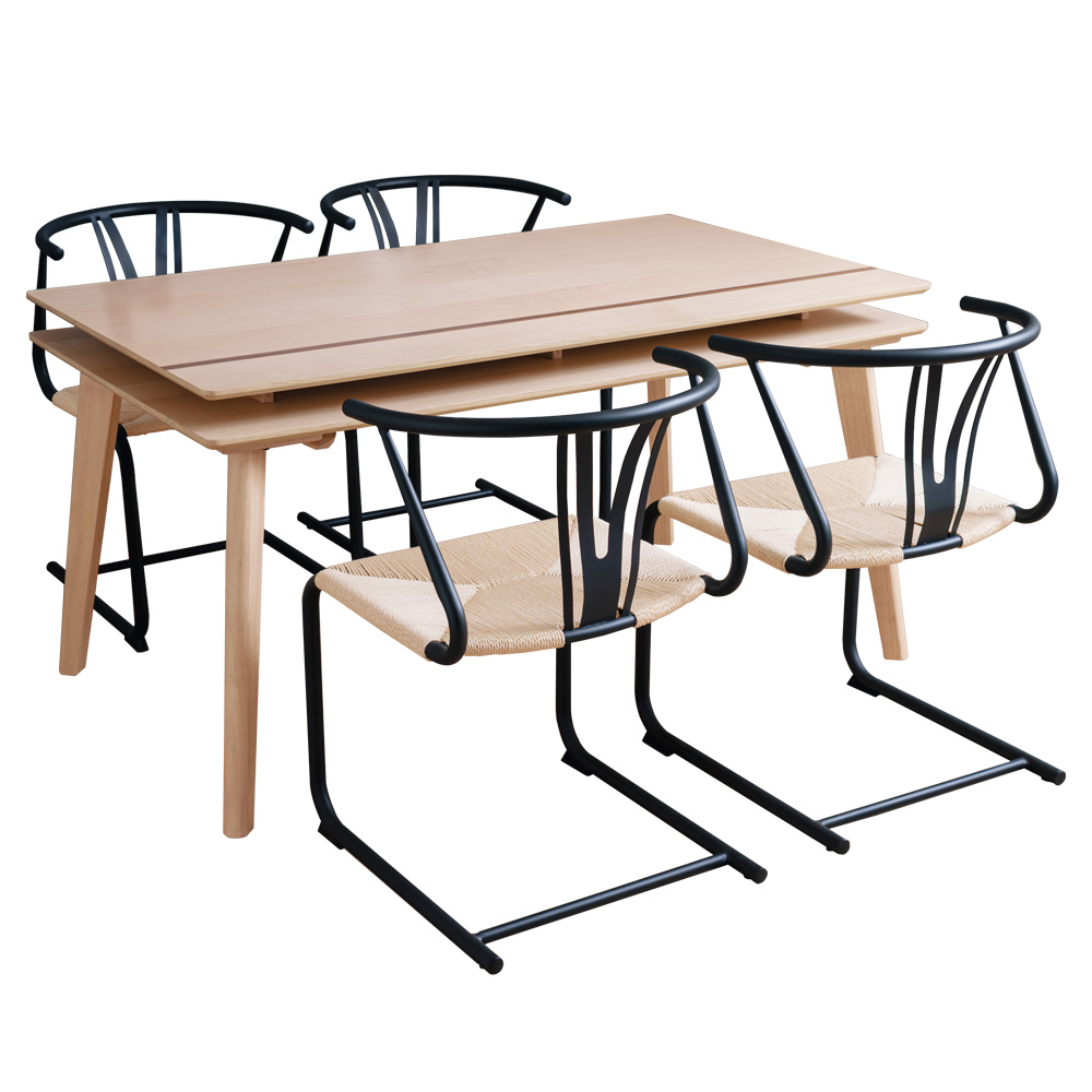 ダイニングテーブル 5点セット 4人掛け 収納棚 幅135 チェア 4脚