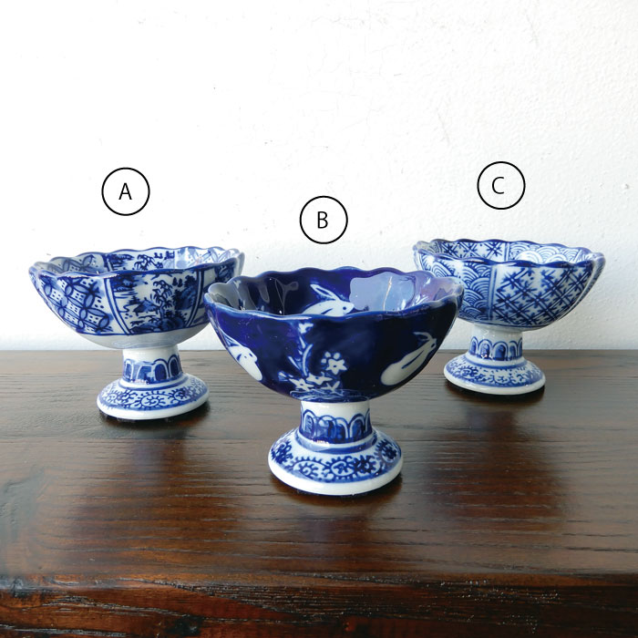 青花菊口 ミニ杯洗6点セット 杯洗 盃洗 ミニ 6点セット ミニ植木鉢