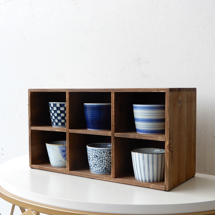 杉古材 シェルフ 6マス 棚固定 ウッド ラック 棚 小物展示 店舗什器