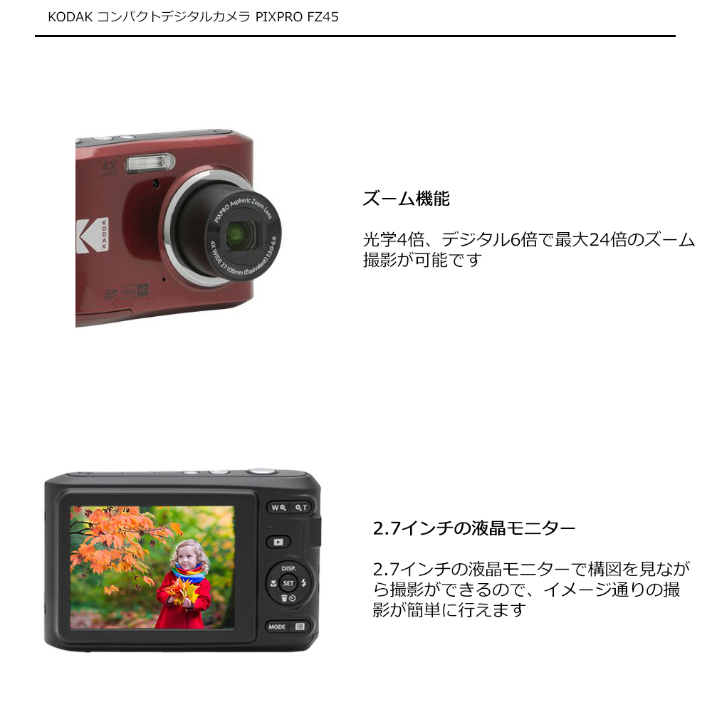 Kodak（コダック） コンパクトデジタルカメラ 乾電池式 PIXPRO FZ45