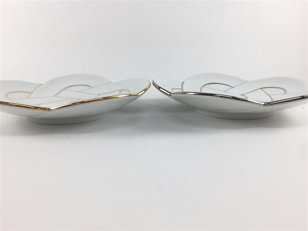 有田焼 田清窯 花結び 銘々皿(金線 /銀線)【15cm 梅むすび皿 ウメの