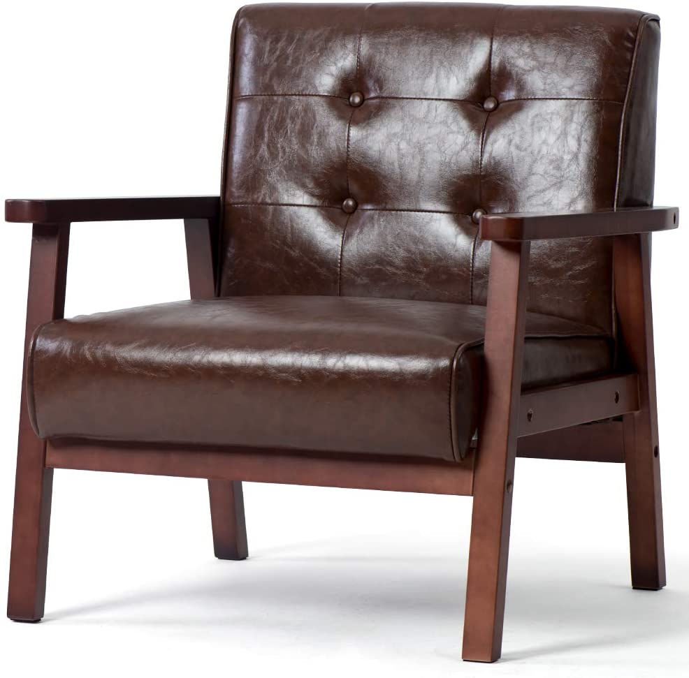 1人掛けソファ ソファー 1P レトロモダン PUレザー ファブリック