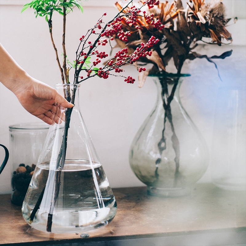 HARIO RELAXING 大型三角フラスコ花瓶 ナチュラルインテリアにおすすめ