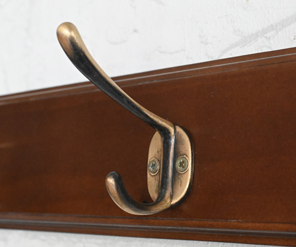 木製壁掛け4連ダブルフック ブラウン幅50cm 』おしゃれ 壁付け 玄関