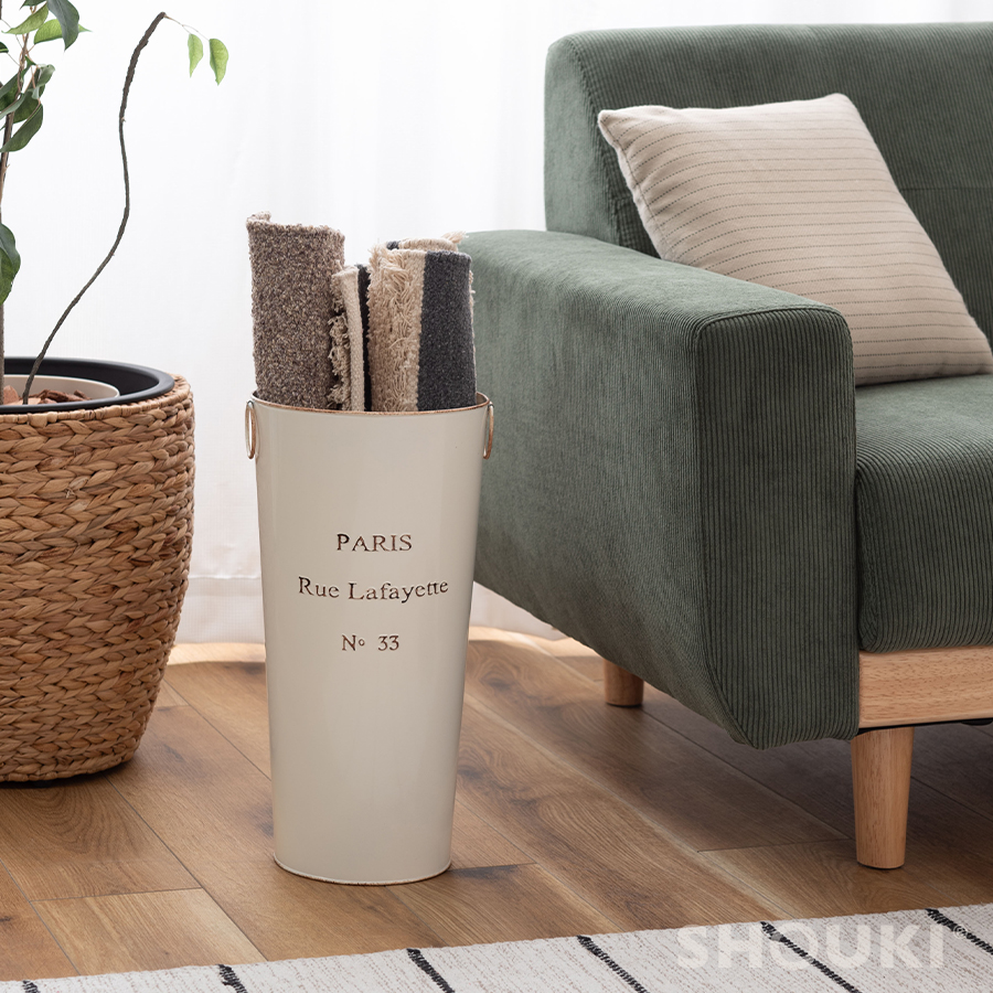 傘立て アンティーク ロングバケツ アイボリー ブロンズ シルバー