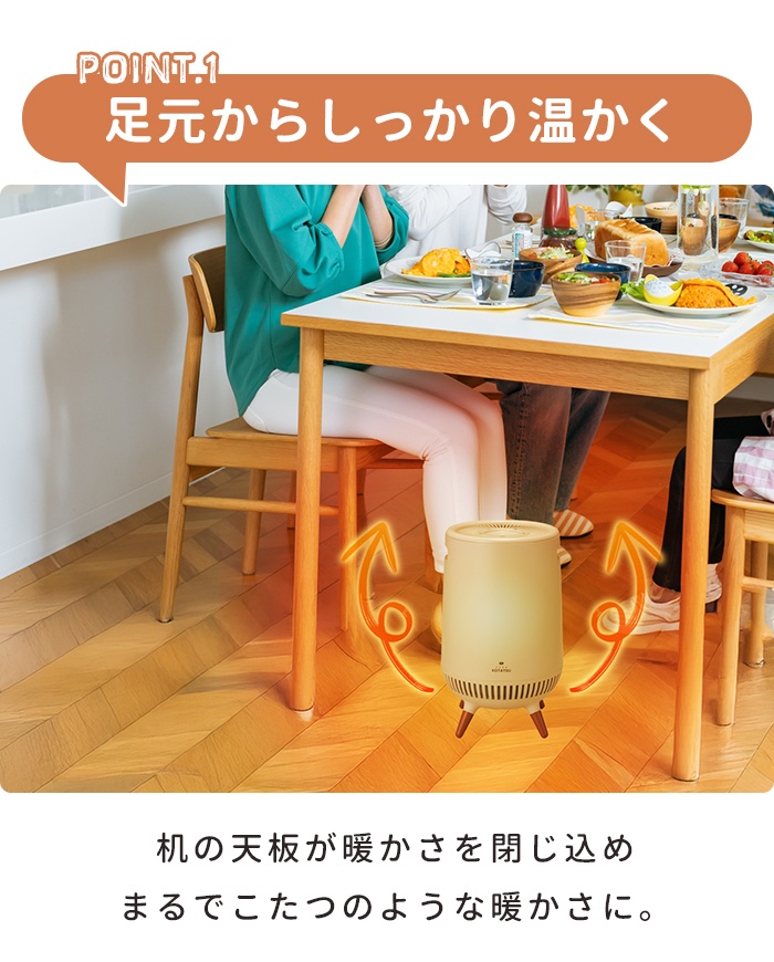 足元ヒーター テーブル下 コタツ 暖房 全方位 360度 セラミック