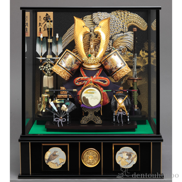 久月 名入れ木札無料 五月人形 兜飾り 取付ケース入り ガラスケース