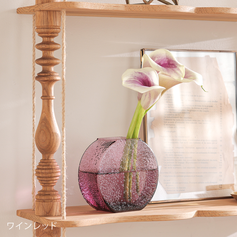 フラワーベース Sghr DENDEN デンデン ガラス 高さ9cm ワインレッド