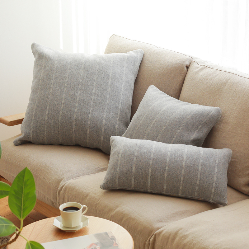 クッションカバー Gray Stripe 30×55 ウール生地 グレーストライプ