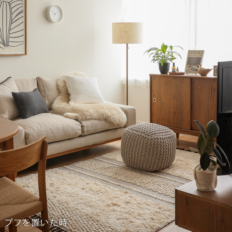 POUF braid プフ ブレイド 四角 スクエア グレー 天然素材 コットン100
