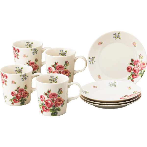 ローラ アシュレイ バンチェッド ロージズ マグ＆プレートセット