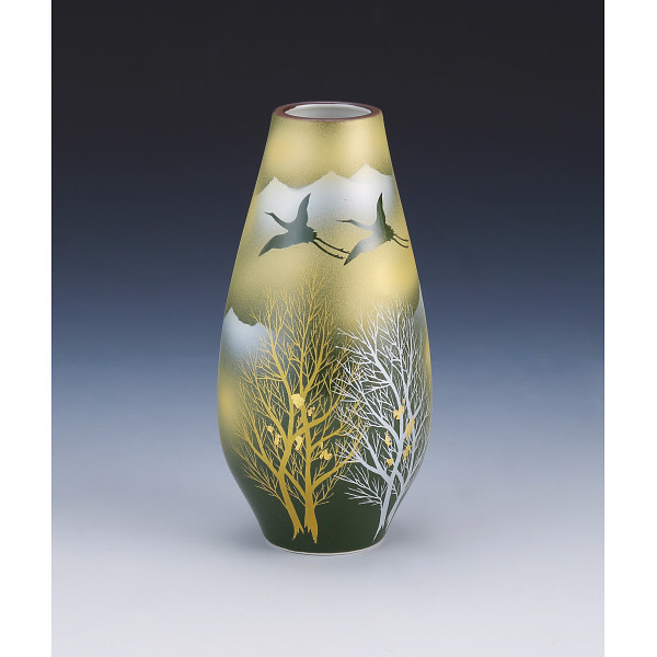 九谷焼 6号花瓶 金箔木立連山に鶴 | シャディギフトモール