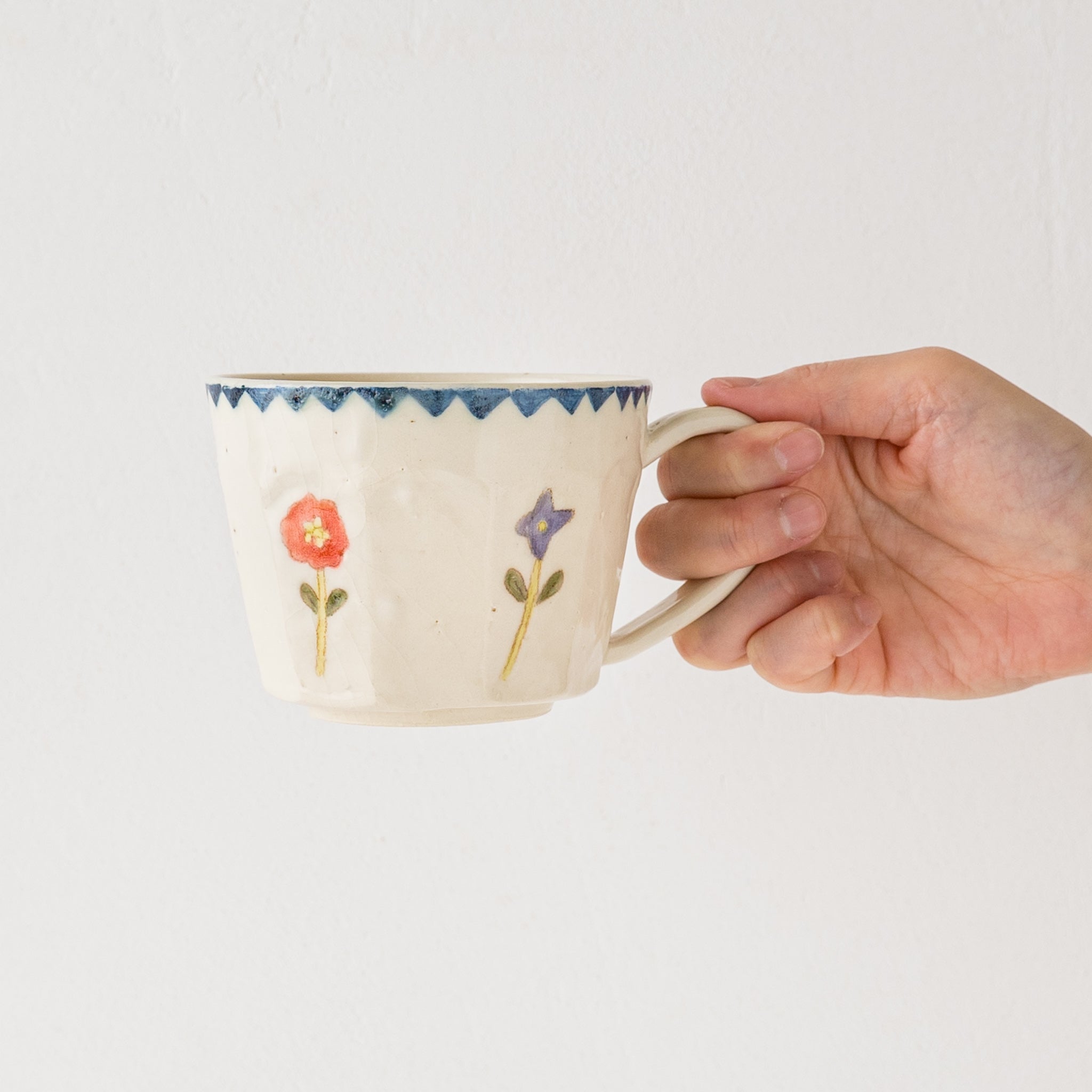 作家 長浜由起子 やぶから房 色絵 マグカップ お花 C｜作家ものの