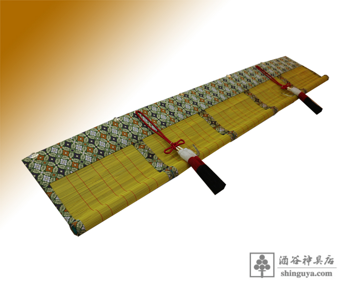 御簾 交織倭錦緑 麻房 229×52㎝ | 別注品 | 神具・祭具専門店 酒谷神具店