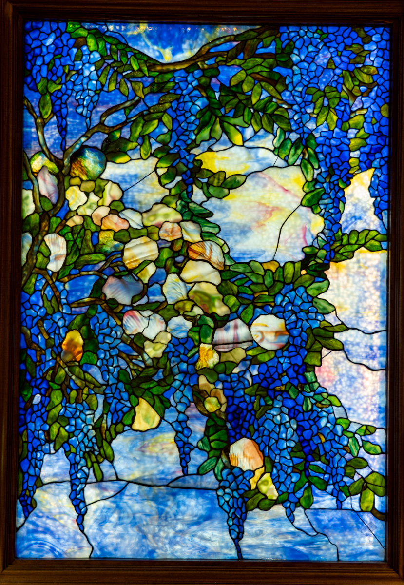 ティファニー ヴィンテージステンドグラス フラミンゴと女性 グラス