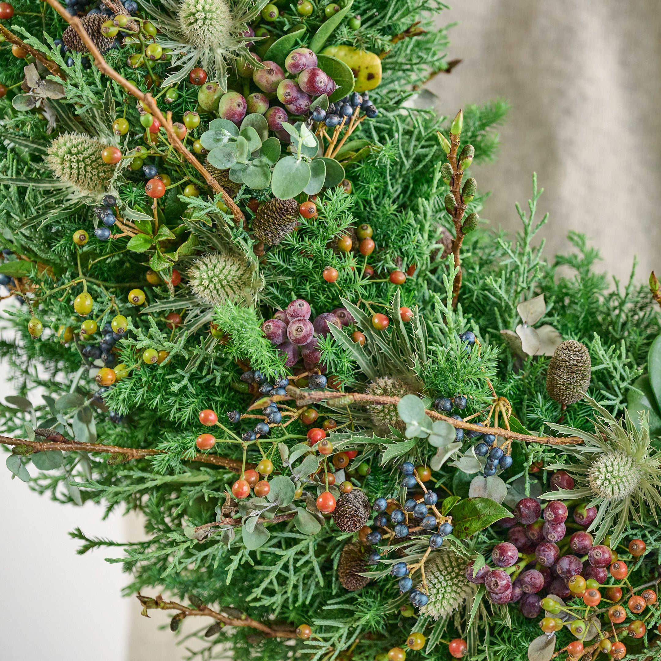 受注販売】冬の枝ものでつくったクリスマスリース2025（生花）