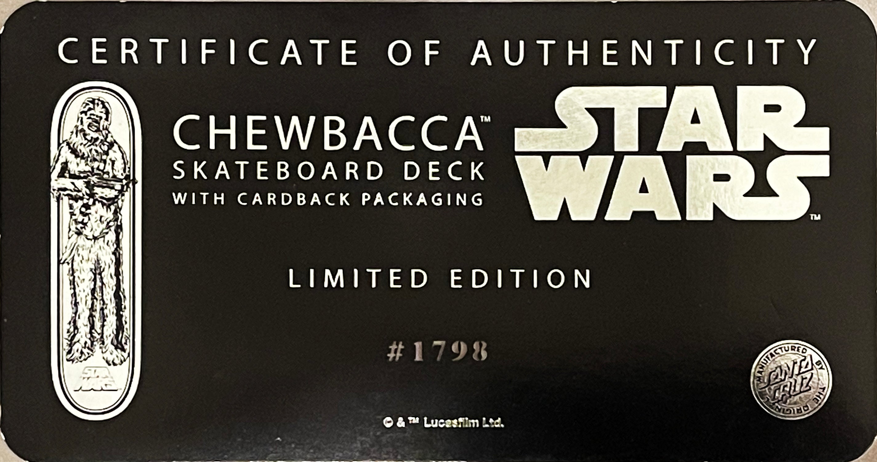 STAR WARS x Santa Cruz 'Chewbacca' (2014) LE Skateboard Deck – Sk8