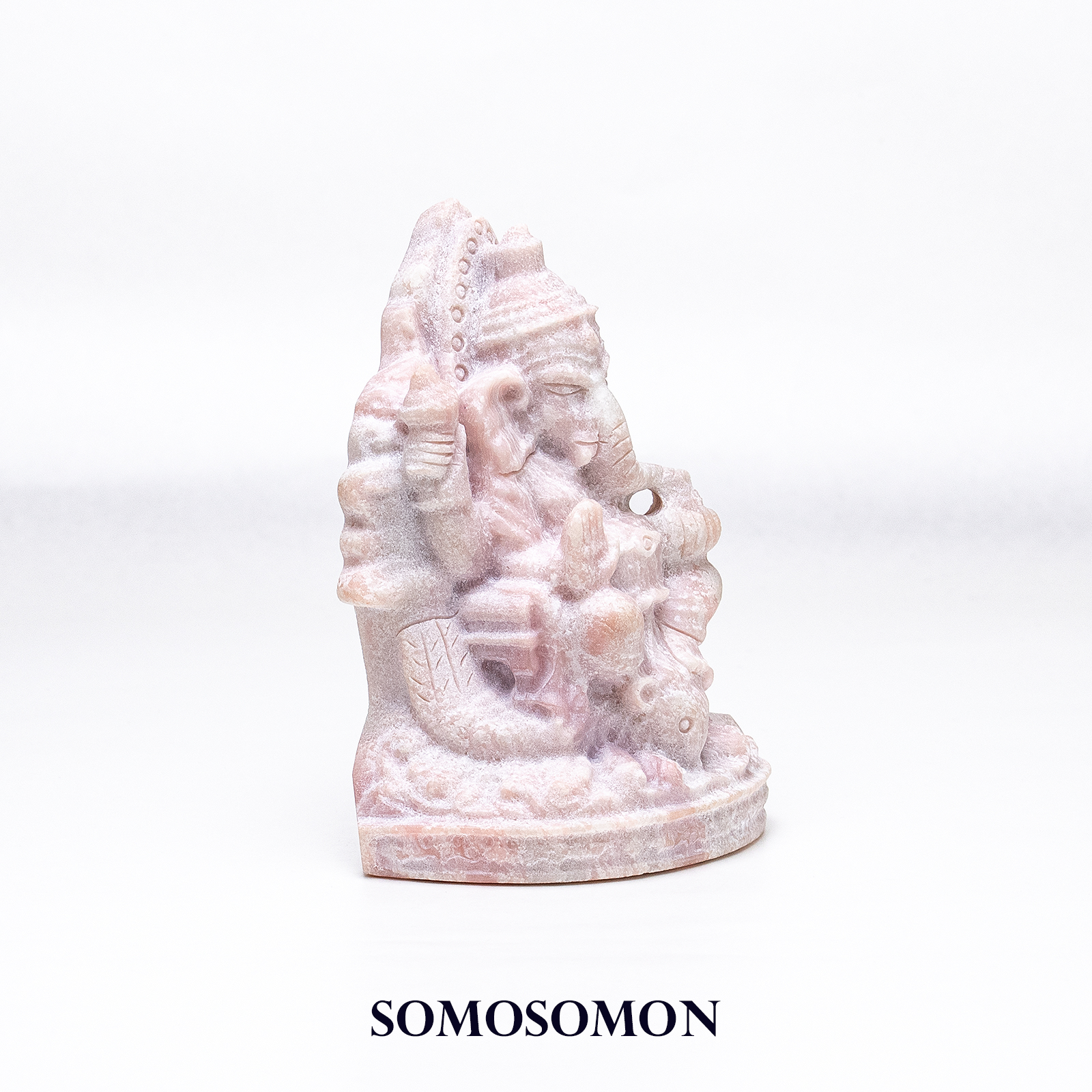 ピンクオパール ガネーシャ像〈原石仕上げ〉 807g